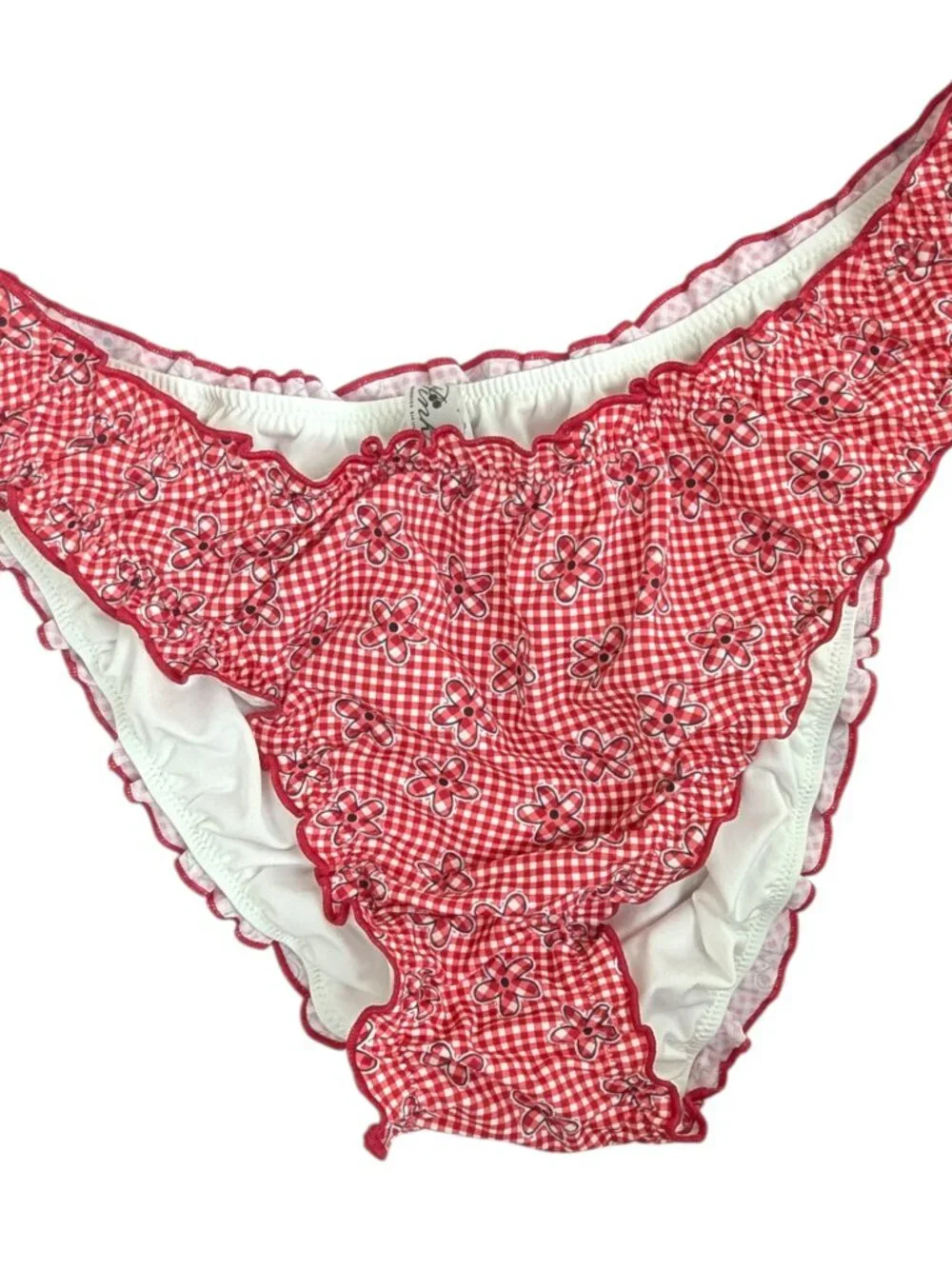 Pink by Frankie's Bikinis Bikini Bottom Hudson Ladybug Lane Red White Size XL
